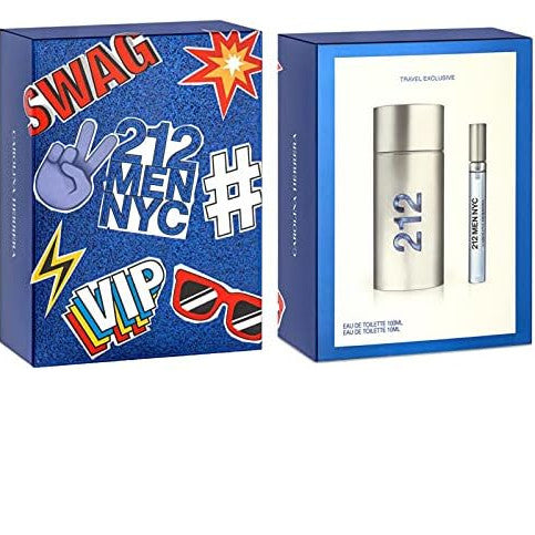 Carolina Herrera 212   EDT  100ml Spray + 10ml Travel Spray For Men