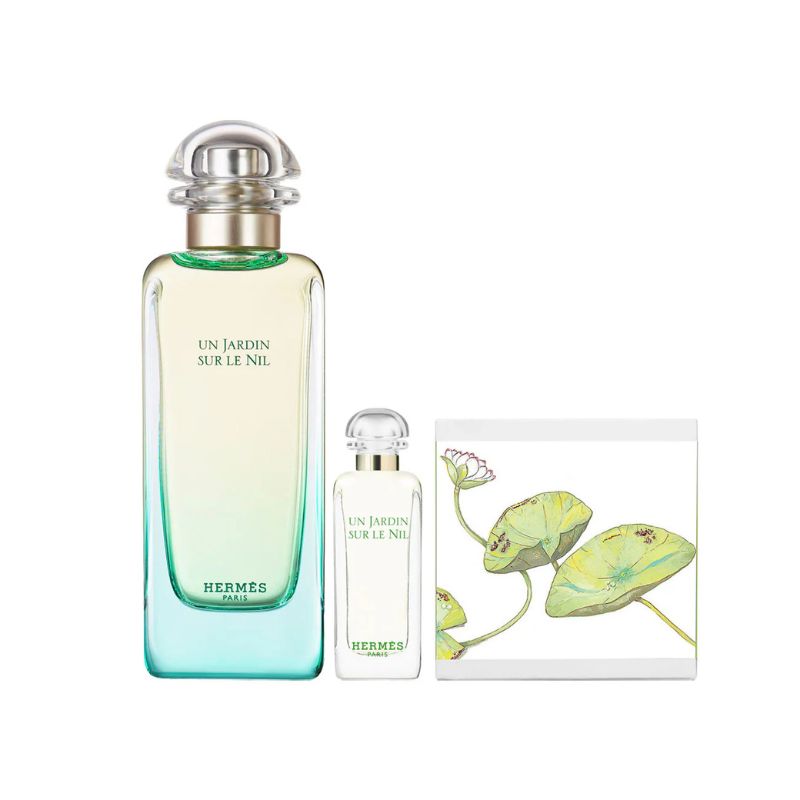 Hermes Un Jardin Sur Le Nil For Unisex Set EDT 100ml Refillable + EDT 7.5ml + Perfume Soap 50g