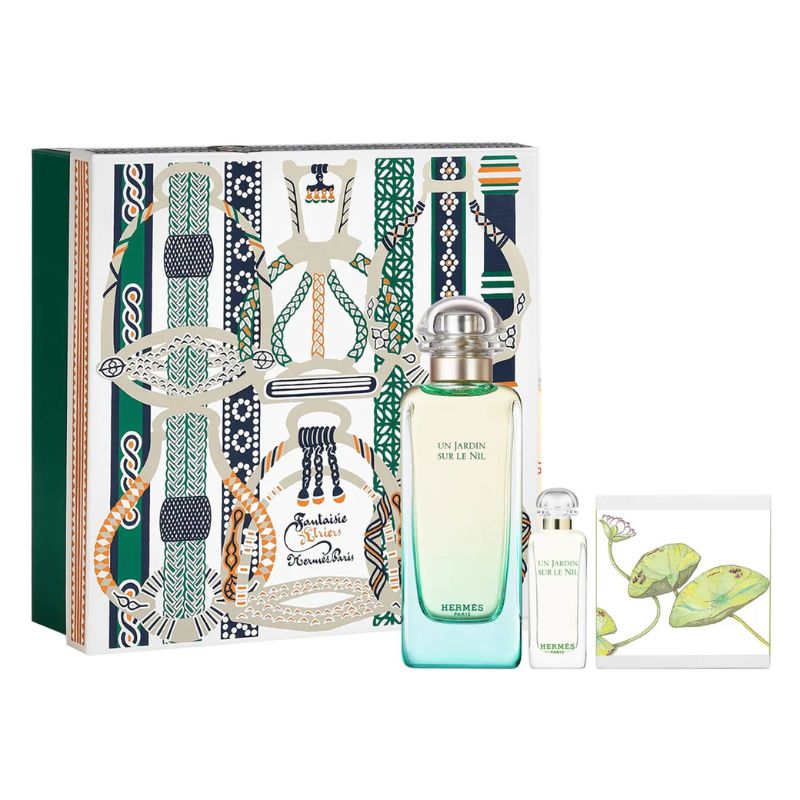 Hermes Un Jardin Sur Le Nil For Unisex Set EDT 100ml Refillable + EDT 7.5ml + Perfume Soap 50g