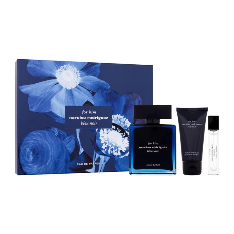 Narciso Rodriguez Bleu Noir For Him For Men Set EDP 100ml + EDP 10ml Purse Spray + All Over Shower Gel 50ml