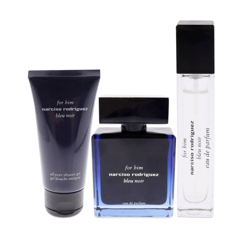 Narciso Rodriguez Bleu Noir For Him For Men Set EDP 100ml + EDP 10ml Purse Spray + All Over Shower Gel 50ml