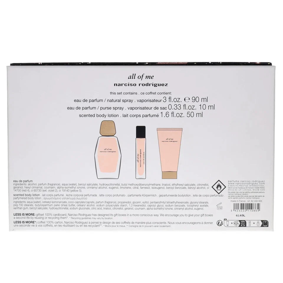 Narciso Rodriguez All Of Me For Women Gift Set EDP 90ml + EDP 10ml Purse Spray + Scented Body Lotion 50ml