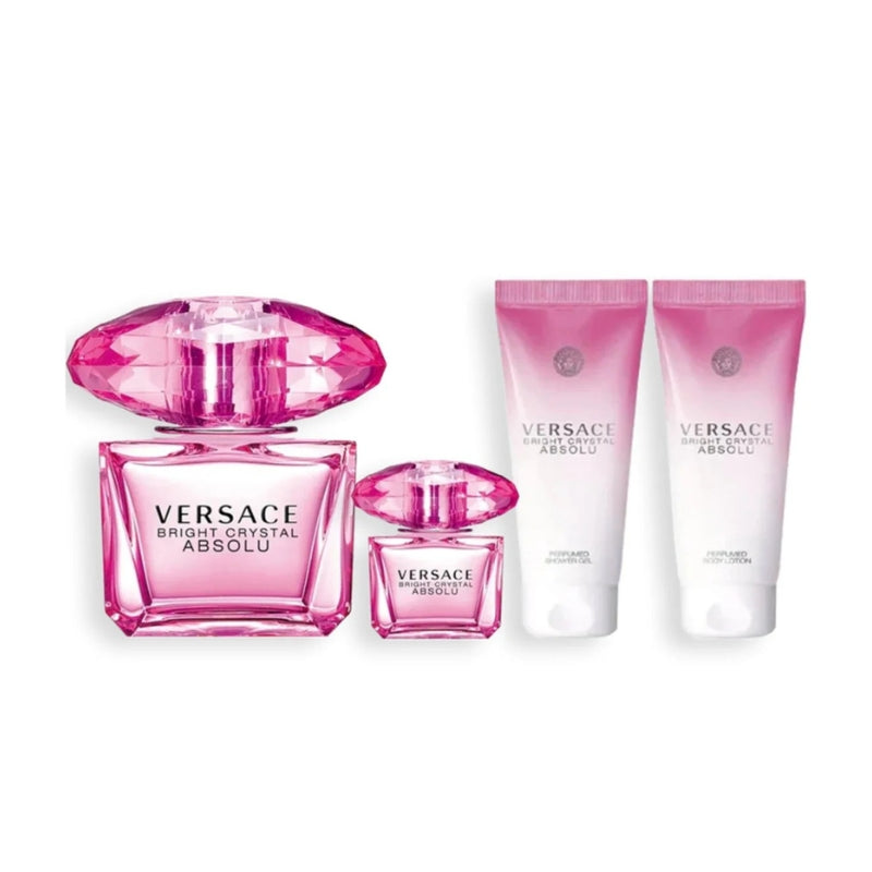 Versace Bright Crystal Absolu For Women Set EDP 90ml + EDP 5ml + Perfumed Body Lotion 100ml + Perfumed Shower Gel 100ml