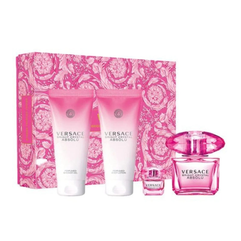 Versace Bright Crystal Absolu For Women Set EDP 90ml + EDP 5ml + Perfumed Body Lotion 100ml + Perfumed Shower Gel 100ml