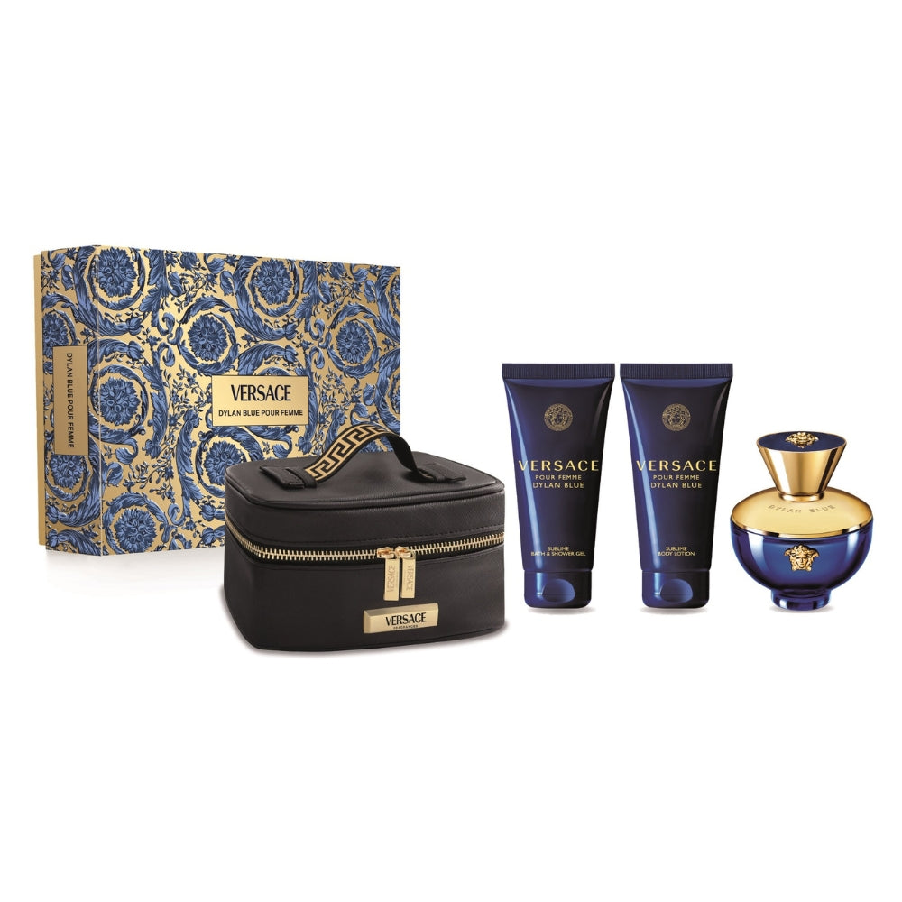 Versace Pour Femme Dylan Blue For Women Set EDP 100ml + Sublime Body Lotion 100ml + Sublime Bath & Shower Gel 100ml + Small Beauty Case