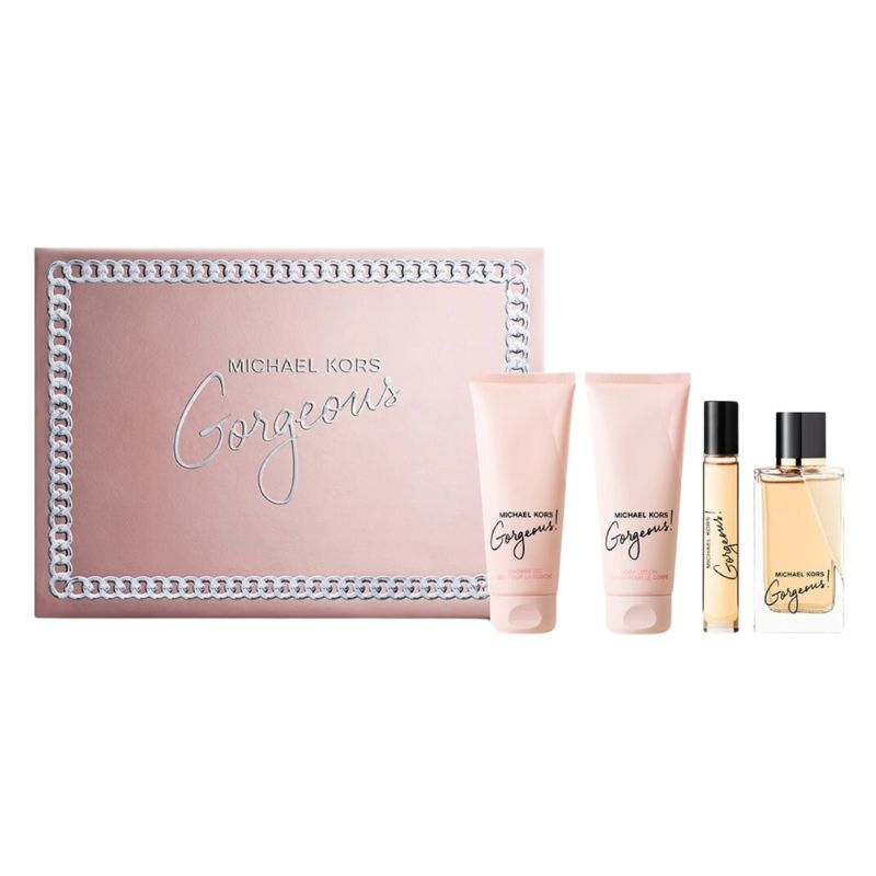 Michael Kors Gorgeous For Women Set EDP 100ml + EDP 10ml Travel Spray + Body Lotion 100ml + Shower Gel 100ml