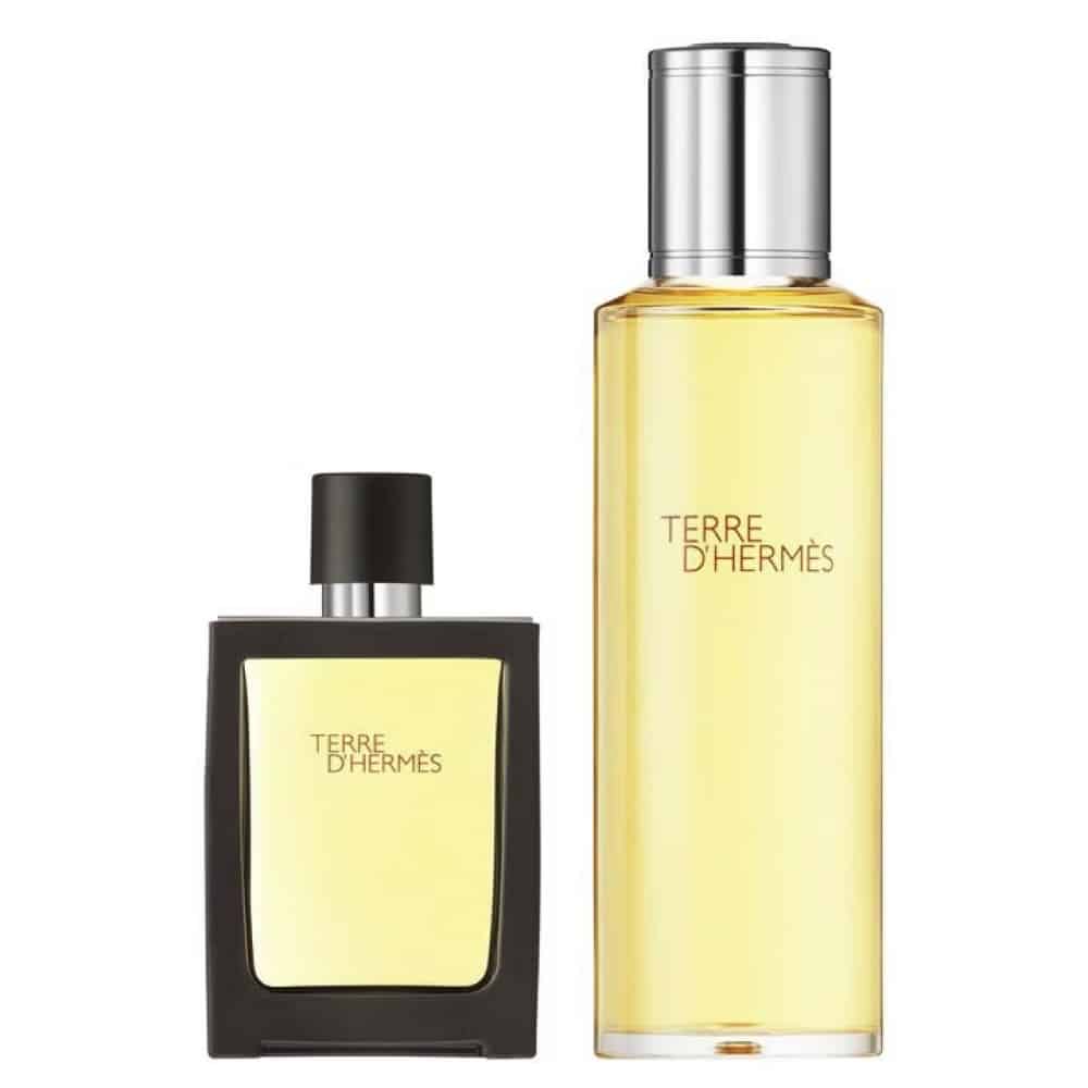 Hermes Terre D'hermes  Set Parfum 30 Travel Spray Refillable + Perfumed 125ml Refill For Men